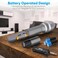 Pyle UHF Wireless Microphone System Kit - Dual Professional Battery Operated Handheld Dynamic Unidirectional Cordless Microphone Transmitter Set w/Adapter Receiver - PA Karaoke DJ Party PDWMU214,Black