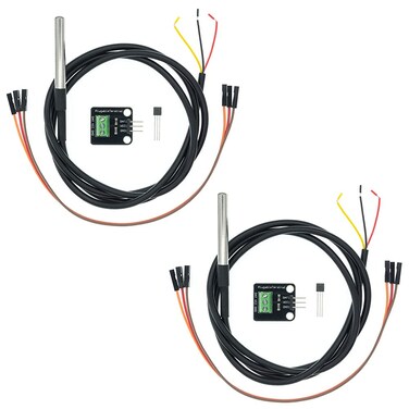 MICREEN 2 Pack Temperature Sensor Module Kit with Waterproof Stainless Steel Probe, emperature Sensor Chip for Arduino and Raspberry Pi