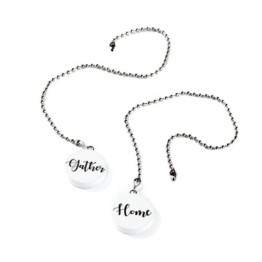 The Lakeside Collection Sentiments Ceiling Fan Pull Chains with Reverse Sides - White - Set of 2
