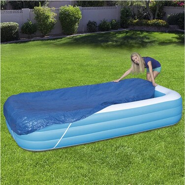 Dewfond Rectangular Pool Cover 120 in x 72 in Rectangle Inflatable Swimming Pool Cover Dustproof Pools Protector(305 cm x183 cm) (only Cover)