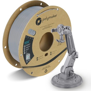 Polymaker PolyLite PLA PRO 3D Printer Filament - Tough &amp; High Rigidity Grey PLA, 1.75mm, 1kg on Cardboard Spool