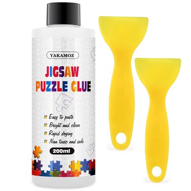 YAKAMOZ Jigsaw Puzzle Glue Clear, Quick Drying with Scraper, 200mL