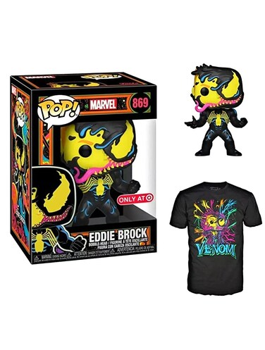 Funko Black Light Venom (Eddie Brock) Pop &Tee Size Large