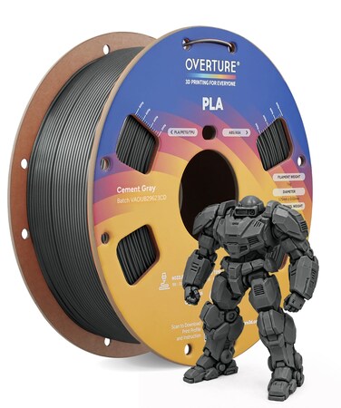 OVERTURE Basic PLA 3D Printer Filament Cement Gray 1.75 &times; 1