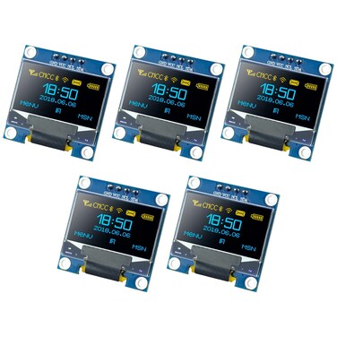 Hosyond 5 Pcs 0.96 Inch OLED I2C Display Module 128x64 Pixel OLED Display Screen IIC Serial Mini Self-Luminous Display Screen Board Compatible with Arduino Raspberry PI (Blue and Yellow)