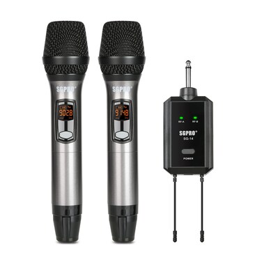 SGPRO SG-14 Dual Wireless Handheld Microphone Set with Compact Receiver