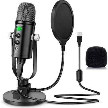 PROAR Microphone for Podcast, USB Microphone Kit for Phone, PC/Micro/Mac/Android,Professional Plug&Play Studio Microphone with Stand for Gaming, Online Chatting, Videos, Voice Overs, Streaming