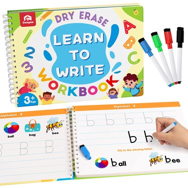 Coogam Writing Learning Workbook, Numbers Letters Exercise Book