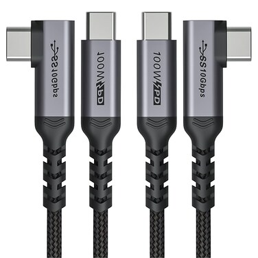 SUMPK USB C to USB C Cable 100W, 2-Pack 6.6ft Right Angle