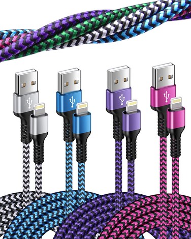 Haoano [3ft/4-Pack]iPhone Charger, Braided USB A to Lightning Cable Fast Charging