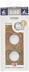 Bibs Supreme Silicone Pacifier for 0-6 Months Babies 2-Pieces, Size 1, Blush Night/Vanilla Night