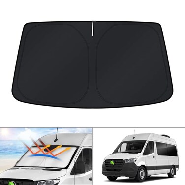 KUST Windshield Sun Shade for Freightliner Sprinter &amp; Mercedes Benz Sprinter 2007-2023 Window Sunshade Sun Visor Protector Foldable Blocks UV Rays Keep Your Car Cooler