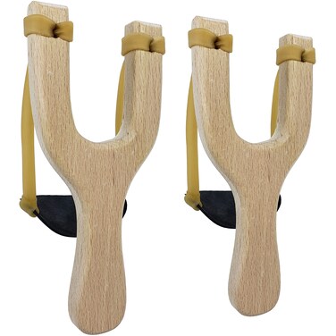Adventure Awaits! Solid Hand Carved Beech Wood Slingshot 2 Pack