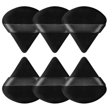 Pimoys Powder Puffs, 6 Pack Triangle Makeup Puff, Black