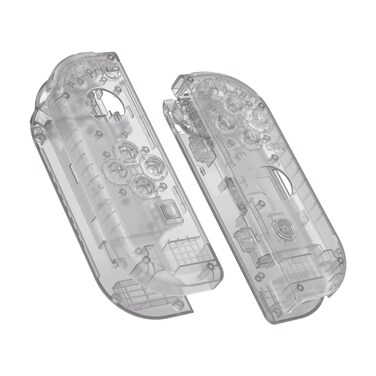 eXtremeRate Transparent Clear Black Joycon Handheld Controller Housing with Full Set Buttons, DIY Replacement Shell Case for Nintendo Switch & Switch OLED Model Joy-Con – Console Shell NOT Included