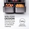 LOTTELI KITCHEN Double Basket Air Fryer Liners 4 Pack, Reusable Silicone, Perforated Liner, Rectangular, Blue, 5.25 x 8”