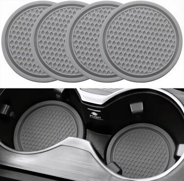 SINGARO Car Cup Coaster, 4PCS Universal Non-Slip Cup Holders Embedded in Ornaments Coaster, Car Interior Accessories, Gray