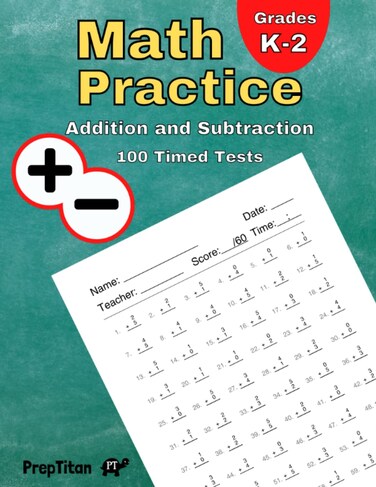 Independently published Math Practice - Addition and Subtraction: 1 Timed Tests, Grades K-2, Math Drills, Digits -2