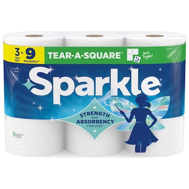 Sparkle Pick-A-Size White Paper Towel, 3 Triple Rolls 9 Regular Rolls