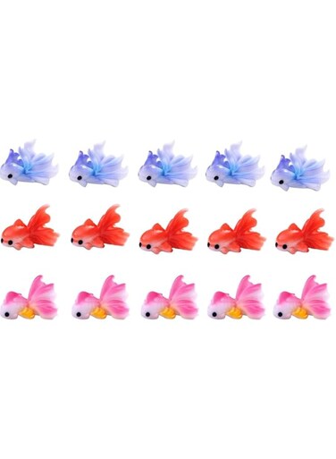 Tazweeq 15 Pcs Little Fish, Mini Goldfish Tiny Fish Mini Resin Animals Figures to Hide Miniature Plastic Fish Figurines Fairy Garden Accessories, Microscopic landscape Ornament for Fish Tank Aquascape