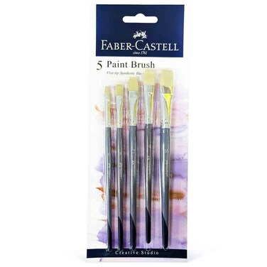 Faber-Castell Synthetic Hair Brush Flat Tip Set, 5 PCS
