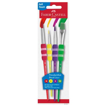 Faber-Castell Grip Paint Brushes Round &amp; Flat Combination Set, 4 PCS