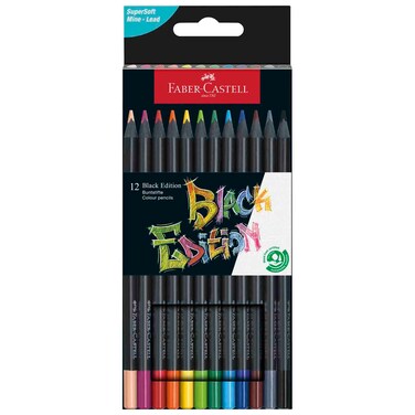 Faber-Castell Black Edition Colour Pencils Set, 12 Colours