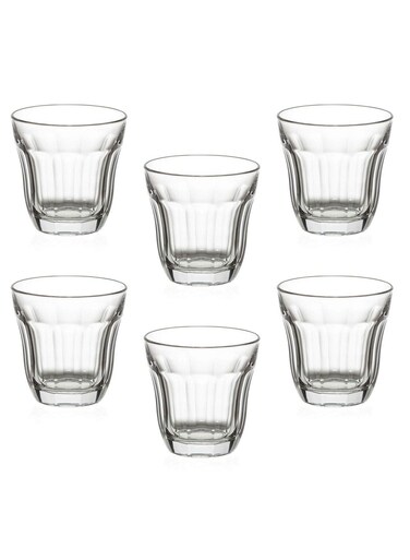 6 Pieces Baroque Whisky Tumbler, 300 Ml, 92 Mm Height, 90 Mm Diameter Clear