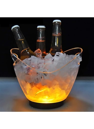 U-HOOME Portable LED Ice Buckets, Clear Acrylic 2L Beer Buckets Colors Changing LED Cooler Bucket For Champagne Wine Drinks Beer Bottles Nightclub Bar Party
