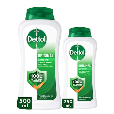 Dettol Original Shower Gel &amp; Body Wash, Pine Scent, 250ml + 500ml