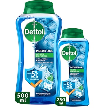 ديتول كول جل الاستحمام وغسول الجسم برائحة المنثول والأوكالبتوس 500 ملل + 250 ملل