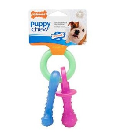 Nylabone Puppy Chew Teething Pacifier, Bacon Petite Nylon Chews