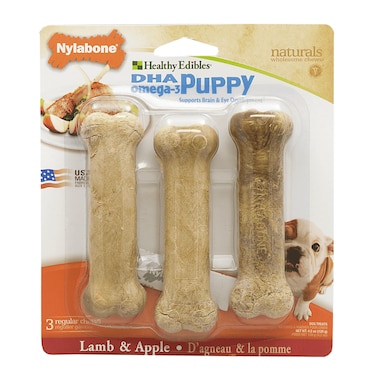 Nylabone Healthy Edible Puppy Lamb &amp; Apple 3ct BL Regular