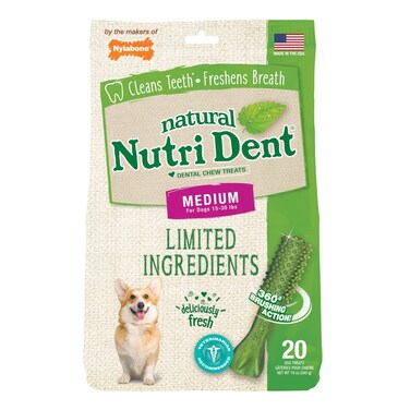 Nylabone Nutri Dent Fresh Breath 20Ct Pouch Medium Edible Treats