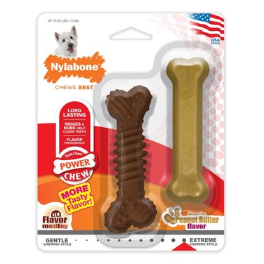 Nylabone Beefy Twin Pack, Beef Jerky &amp; Chicken Regular