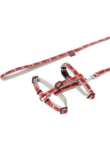 Bobby Cat Pack Harness Plus Leash Kilt, Rot Red