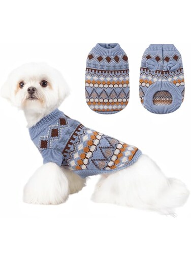 SWIUKPHE Pet Clothes, Two Legged Sweater Cat Teddy Vip Puppy Dog Clothes Classic Thick Pet Pullover L-Blue Sweater