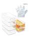 6 PCS Clear Plastic Drawer Organizers and 100 PE Thickened Gloves, Multi-Purpose Storage Bins for Makeup, Jewelry, Bedroom, Bathroom &amp; Office Organization