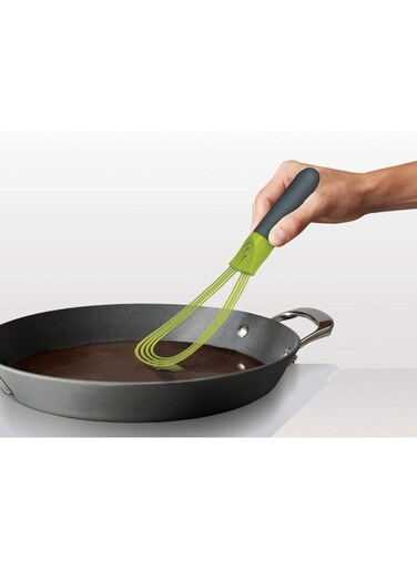 Joseph Twist Whisk 2 In 1 Flat And Balloon Whisk Suitable For Non Stick Cookware Silicone Grey/Green