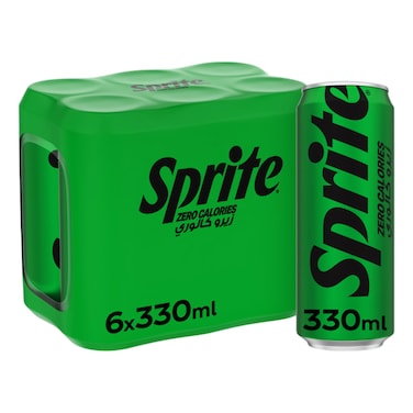 Sprite Zero Calories Carbonated Soft Drink Can, 330ml Pack of 6