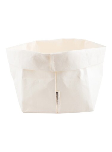 DuraLux 7.8 x 9.8 Inch Washable Grocery Bag, 1 Heavy-Duty Paper Bag Flower Pot - Reusable, Store Produce, White Paper Sustainable Shopping Bag, For Organizing Pantries Or Kitchens