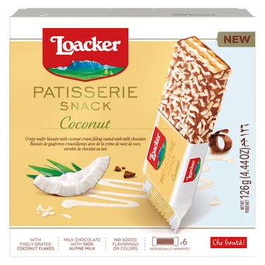 Loacker Patisserie Snack Coconut Wafers, 21g Pack of 6