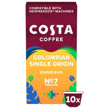 Costa Coffee Bold Colombian Single Origin Number 7 Espresso Coffee Capsules 10 Capsules