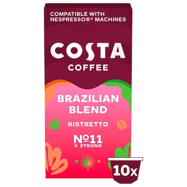 كوستا كوفي كبسولات قهوة ريستريتو مزيج برازيلي داكن وكثيف 10 كبسولات