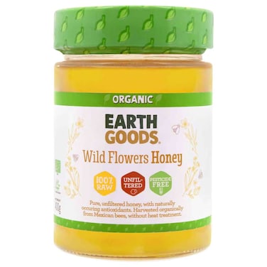 Earth Goods Raw Unfiltered Pesticide Free Organic Wild Flower Honey, 400g