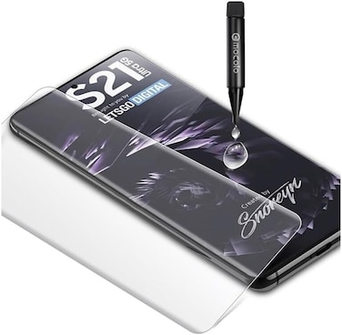 Muzz Samsung Galaxy S21 Ultra UV Tempered Glass Screen Protector, 3D Curved, Full Glue, Edge to Edge Coverage (*Attemtion Finger Print Not Supporting) (Galaxy S21 Ultra)