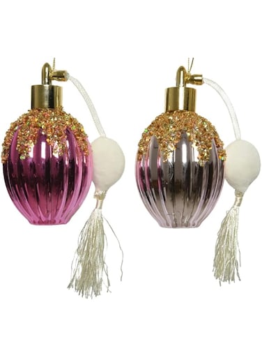 Kaemingk Christmas Tree Decoration Plastic Perfume Bottle 12 cm Assorted Pink or