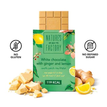 Nature's Own Factory White Chocolate with Ginger and Lemon Buckwheat Bar, 20g
