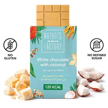 Nature's Own Factory White Chocolate with Coconut Buckwheat Bar, 20g