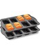Azonee Mini Bread Baking Pan 8 Holes, Carbon Steel Baking Bread Pan, Rectangular Toast Bread Mold, Non-Stick Small Cornbread Pan, Small Banana Bread Pan Set, Heavy Duty Brownie Baking Pan (Dark Gray)